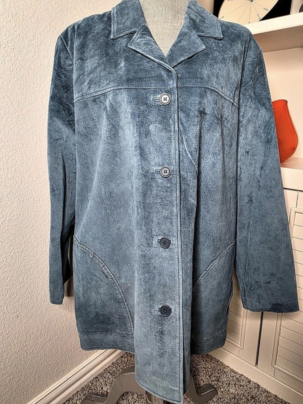 Dialogue Blue Leather Jacket Size 1X Boho Ranch Y2K Vintage